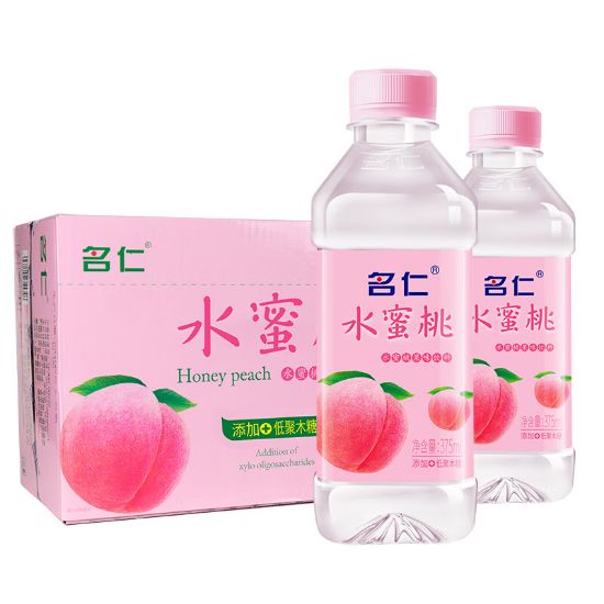 图片 名仁水蜜桃苏打水375ml*24/瓶
