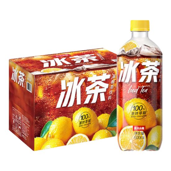图片 农夫山泉冰茶碳酸茶饮料（冰柠檬味）600ml*15瓶