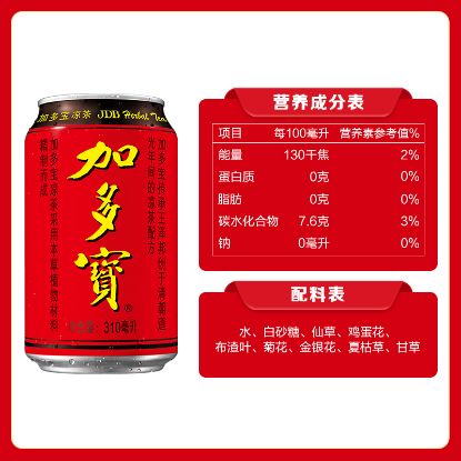 图片 加多宝凉茶植物饮料 310ml*12罐/箱